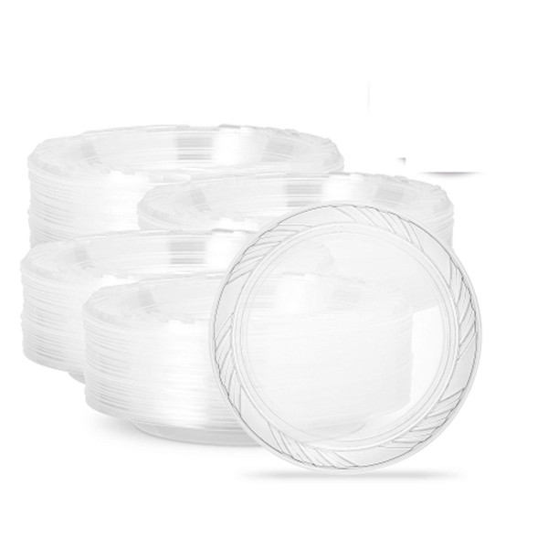 PLASTICPRO 6'' inch Premium Crystal Clear Disposable Plastic Dessert Size Party Plate Pack of 80