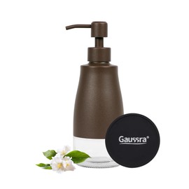 Gaussra Bronze Soap Dispenser with Coaster and Stickers, Stainless Steel and Glass Bottle Hand Pump Dispenser, Refillable Liquid Hand Soap Dispenser for Bathroom & Kitchen (11OZ / 320ML)