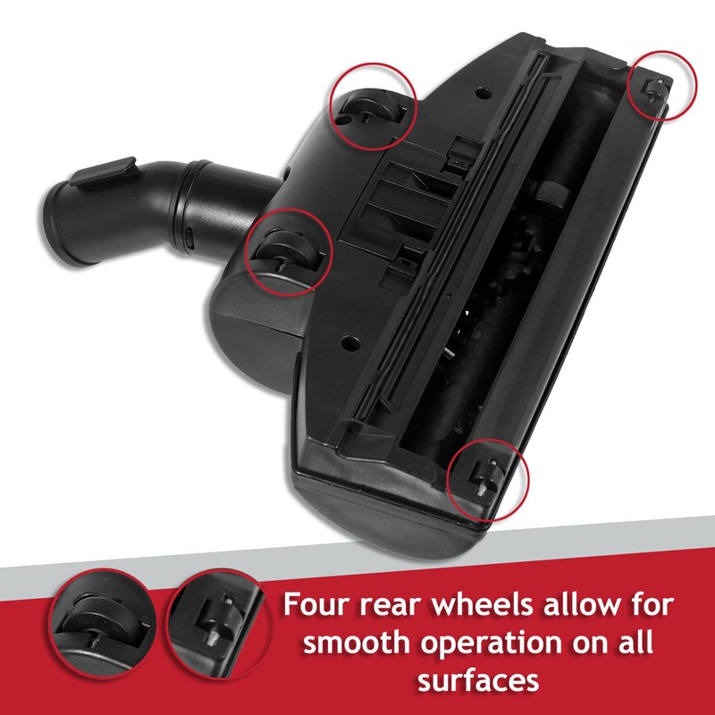Spares2go Universal Vacuum Brush Head 35mm Turbo Wheeled Hard Floor
