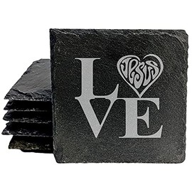 Faith and Hope: Laser Etched Heart of the Home: Love Jesus Coasters with Style - Square Slate - set of 5