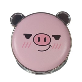 Jtbling Portable Double-Sided Mirror Lovely Make Up Mirror Handheld Mirror Pink Pig