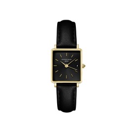 Rosefield Watch - Boxy XS Black Leather Gold - Women - QBBLG-Q53, Black, Elegant