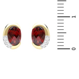 Ivy Gems 9ct Yellow Gold Garnet and Diamond Half Moon Stud Earrings