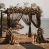 Fomcet Black Tulle Backdrop Curtains with Lights String 10FT X