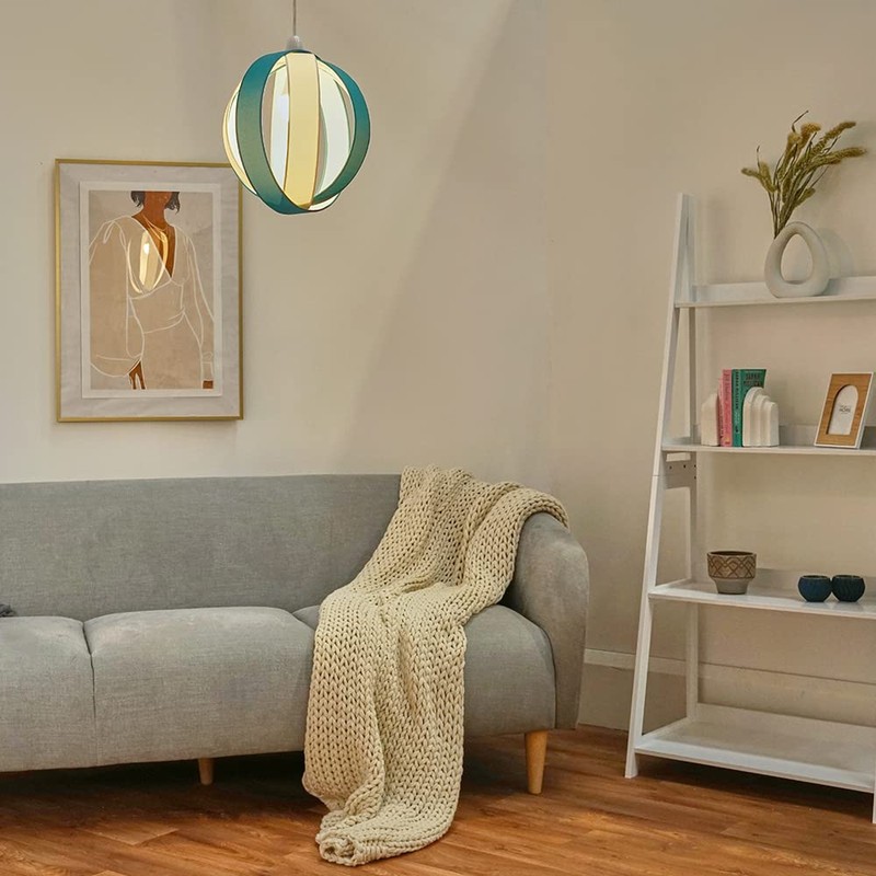 MiniSun | Modern Turquoise/Teal and Cream Fabric Cocoon Style Ceiling