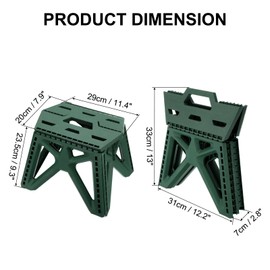 uxcell 9" Folding Step Stool for Adults 275 lbs Capacity Non-Slip Step Stool with Handle Collapsible Foot Stools, Green Small Stepping Stool for Bathroom, Bedroom, Kitchen