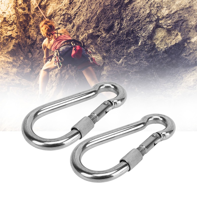 2pcs Stainless Steel Locking Clip Outdoor Camping Locking Buckle for