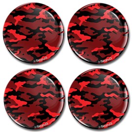 Biomar Labs 4 x 70mm 3D Domed Car Wheel Centre Rims Hub Red Military Camouflage Stickers Decals For Caps Vehicle Auto Tuning Emblem A 1970 Z*
