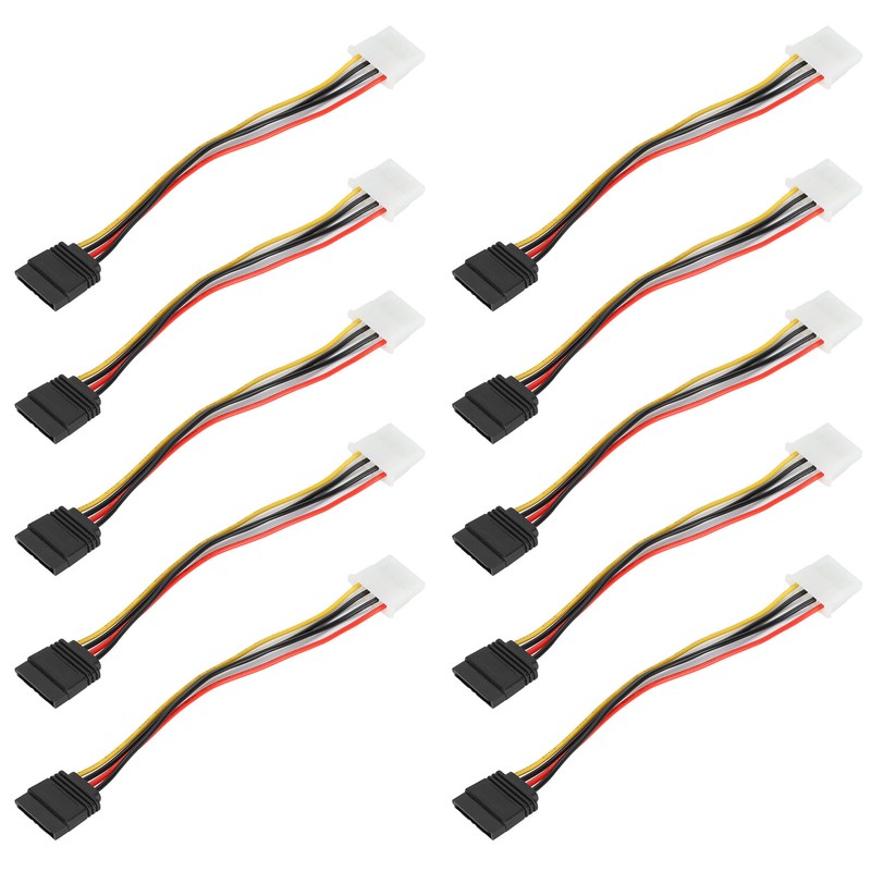 10 Pcs SATA Cables Big 4Pin to 15Pin IDESATA Power