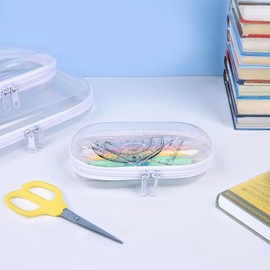 Homaisson 3 PCS Clear Hard Shell Zipper Case, 3 Sizes Zippered Cases for Travel and Storage, Clear Hard Case with Dual Zipper, Organizer Pouches for Travel, S+M+L