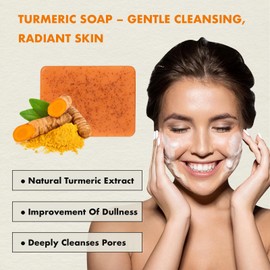 Lemon Turmeric and Kojic Acid Soap - Deep Cleansing, Oil Control Turmeric Moisturiser, Helps Reduce Dark Spots & Acne, Kojic Acid Soap for Face & Body