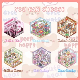 lomdung 6 Sets 3D House Stickers, Miniature House Stickers 3D with Tweezers, DIY Cozy Little Home House Scene Sticker Book, Fun DIY Stickers Scene, Relief Stress for Adults and Children