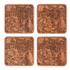 Dubai Map Coaster, Set of 4, Sapele Wooden Coaster with