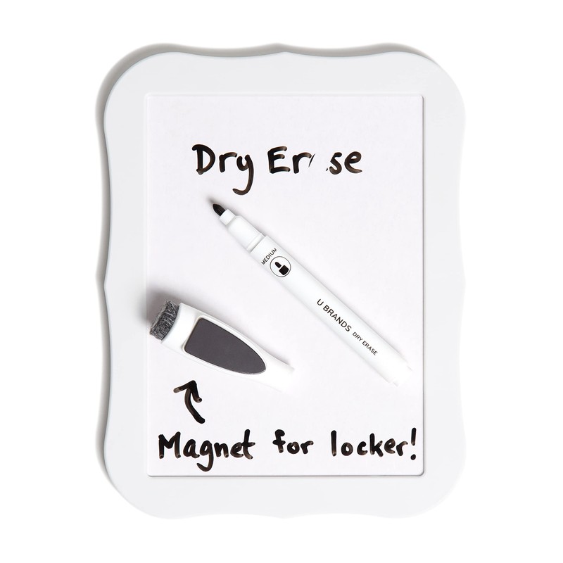 U Brands White Locker Accessory Kit, with Magnets, Mirror, Whiteboard,