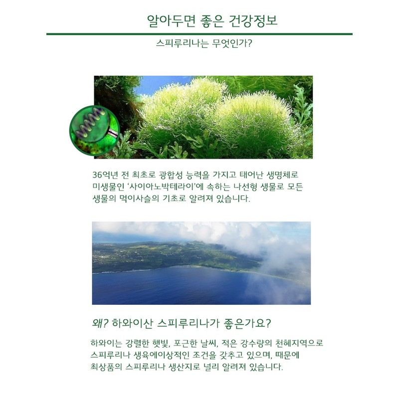 Hawaiian Spirulina Benefits Spirulina Approximately 3 Months / 하와이안 스피루리나