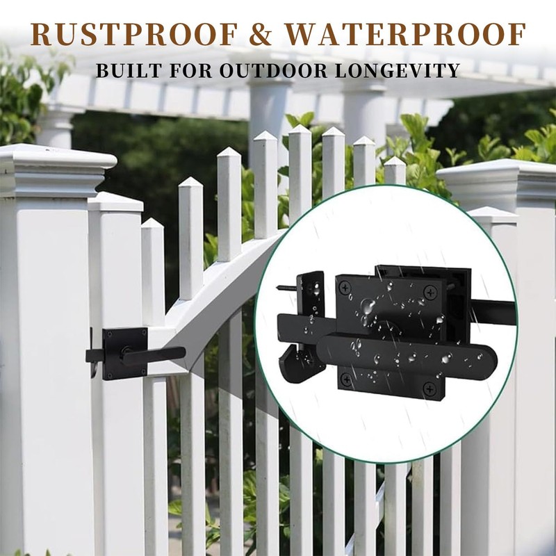 Goaylate Double Sided Gate Latch Aluminum, Heavy Duty Black Fence
