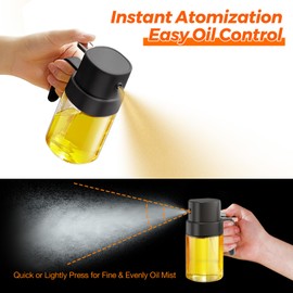 YARRAMATE Oil Sprayer for Cooking, 6.8 OZ/ 200 ML Premium Oil Spray Bottle for Kitchen, Food-grade Olive Oil Sprayer, Portable Oil Mister for Air Fryer, kitchen, Outdoor BBQ and Camping (Black)