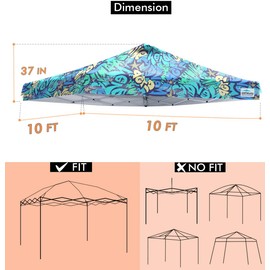 Ontheway 10x10 Replacement Canopy Top Cover, Pop Up Canopy Tent with Air Vent (Graffiti)