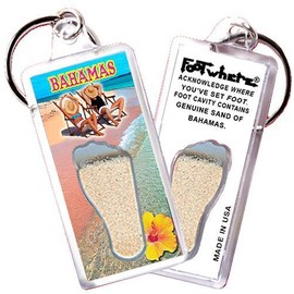 Bahamas FootWhere® Souvenir Keychain. Made in USA - BH106 - Chillin, Bahamas FootWhere® Souvenir Keychain
