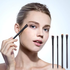 4pcs Eyeliner Brush Kit,Angled Eyebrow Brush,Eyeliner Brush,Soft Bristles Angled Flat Pply Makeup Naturally And Evenly for Eyeshadow Eyebrow Cosmetics