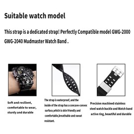 Topuly XXmm Resin Watch Band replacement for Casio G-shock GWG-2000 GWG-2040 Mudmaster Strap Wirstband accessories for Men and Women(Black)