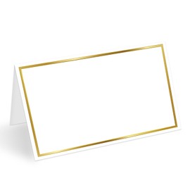Gold Foil Border Place Cards for Table Setting, Blank Name Card for Banquet, Set of 25 Seating Cards for Wedding Reception Baby Shower Birthday Party and Events-02