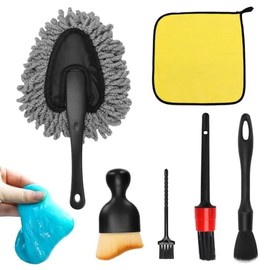 Car Interior Duster Detailing Brush Set Cleaning Gel Kit, Soft Microfiber Towels Dash Vent Dusting Car Slime Putty Detailing Brushes Accessories Tools for Car Decoration Auto Truck SUV RV
