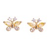 LuckyLy Aretes Mujer con Baño de Oro 14k de Mariposa