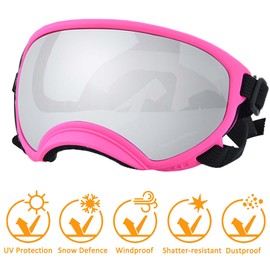 Large Dog Sunglasses, Dog Glasses with Adjustable Strap, UV Protection, Windproof, Suitable for Medium and Large Dogs, Pet Glasses, Eye Protection