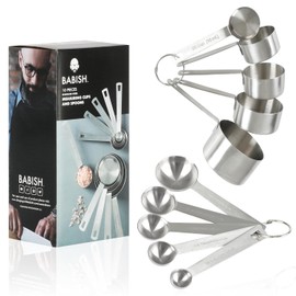 Babish Juego de 10 tazas medidoras y cucharas de acero inoxidable