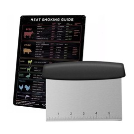 Hinparo Stainless Steel Griddle Scraper with 6''x8'' Meat Temperature Guide Magnet for Barbecue Turners Tools, Blackstone Grill Accessories