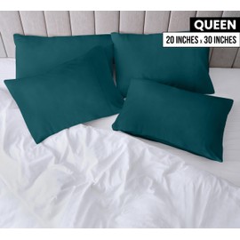 Utopia Bedding Queen Pillow Cases - 4 Pack - Envelope Closure - Soft Brushed Microfiber Fabric - Shrinkage and Fade Resistant Pillow Cases Queen Size 20 X 30 Inches (Queen, Teal)