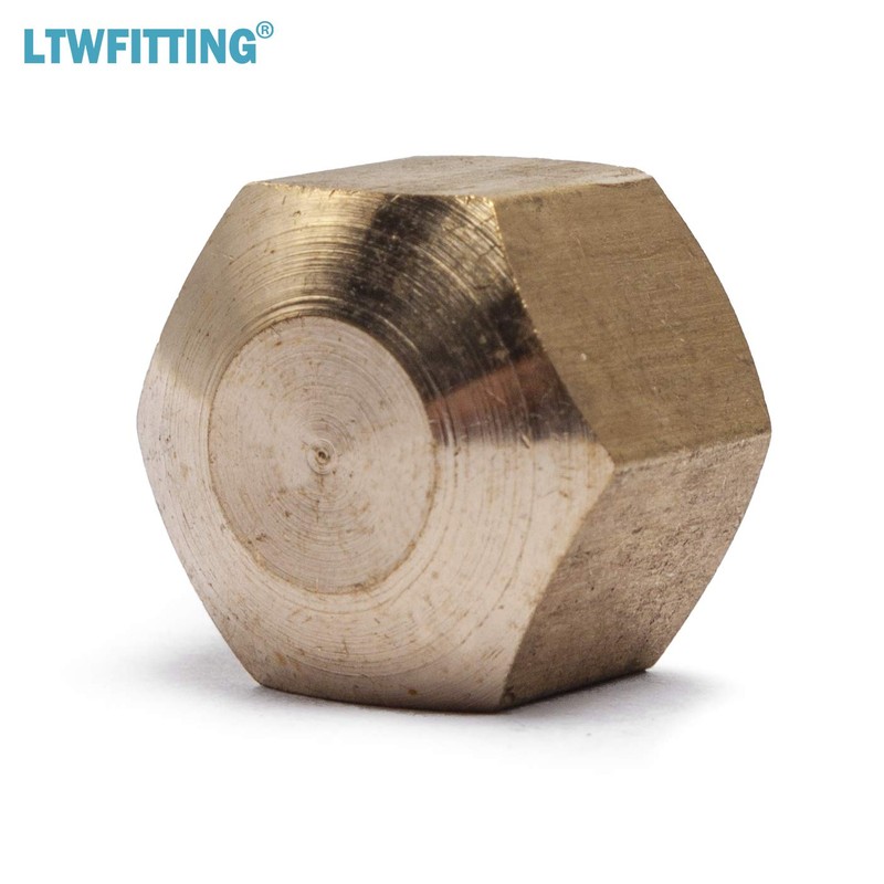 LTWFITTING 5/16-Inch Brass Compression Cap Stop Valve Cap,Brass Compression Fitting(Pack