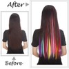 10Pcs 20" Rainbow Color Straight Hair Extensions Clip in Multi-Color