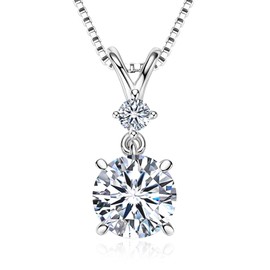 Moissanite Necklace for Women, 1-3Carat Lab-Created Simulated Diamond Pendant Wedding Anniversary Birthday Christmas Valentine Engagements Mothers Day Jewelry for Her Wife Mom Daughter, 2.0 Carats,