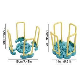 Kopida Retractable Rotating Bowl Rack Multifunctional Dish Display Stand Drainer Rack Single Tier Plastic Dish Storage Rack Paper Cup Storage Holder Water Tea Cups Dispenser