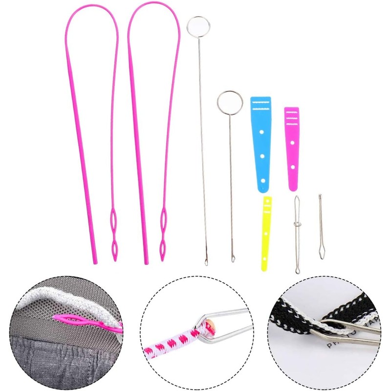 Hsthe Sea 9Pcs Drawstring Threader Plastic Bodkin Threader Sewing Loop