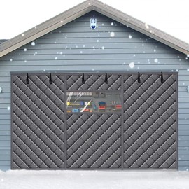 Magnetic Garage Door Screen with Visible Window, 16x7FT 3 Car Garage Door Covers for Cold, Winter Thermal Insulated Cover for Garage,Thicken Garage Door Curtain,Temporary Door Insulation Cover, Grey
