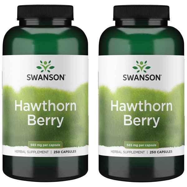 Swanson Hawthorn Berry Supplement- Antioxidant Flavonoids (250 Capsules, 565 mg Each) 2 Pack