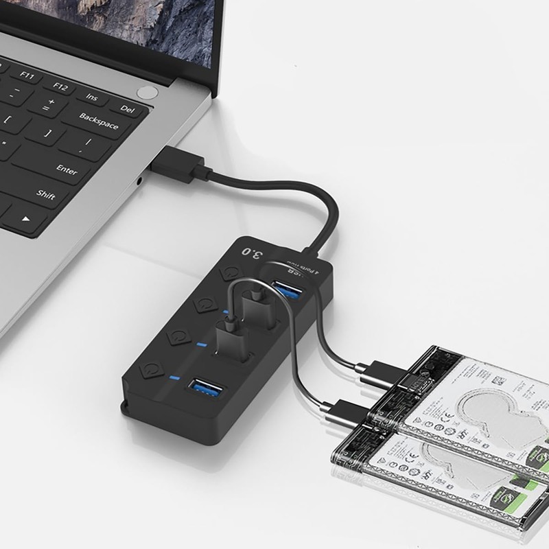 KLAQQED USB Hub 3.0, USB Splitter1 in 4 Out, USB