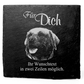Dekolando Schiefer Untersetzer personalisiert Labrador - Für Dich - 11x11cm Schwarz Bierdeckel Tischdeko Bieruntersetzer Weinuntersetzer