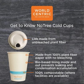 World Centric CUSU16C Notree Paper Cold Cups, 16 Oz, Natural, 1,000/carton