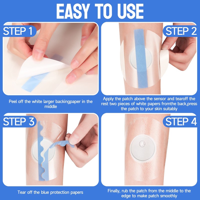 Eseige- Libre 3 Sensor Covers-60 Pack Waterproof Adhesive Patches -Transparent