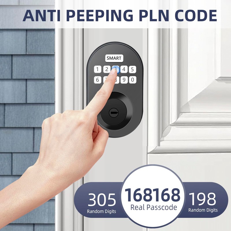 MINIA Keypad deadbolt, Auto Lock, Anti-Peeking Password, Cerraduras inteligentes para