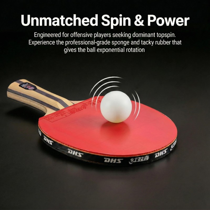 DHS Ping Pong Paddles with Fabric Paddle Cover Case，Sticky Rubber
