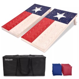 GoSports Texas Lone Star Flag Design Regulation Size Wood Cornhole Boards Set