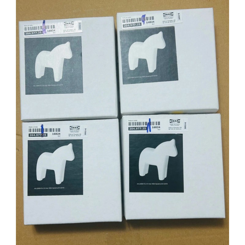 Ikea FINANSIELL Decoration Small Nordic Dala Horse, Wood White 5"