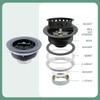 Watflow Black Kitchen Sink Drain Assembly with Sink Strainer 3-1/2