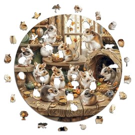 Iconic Puzzles Curious Hamsters Fantasy Animals 100% Sustainable Wooden Jigsaw Puzzle Gifts for Kids and Adults Medium 350 Pieces