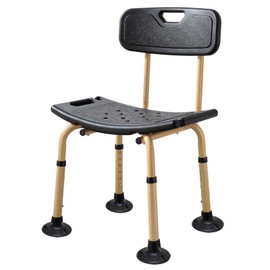 Unioncare Shower Chair for Elderly and Disabled - Heavy Duty Shower Seat with Adjustable Back Rest, 350lbs, Wooden Safe and Comfortable Shower Bench, Senior Bathroom Stool